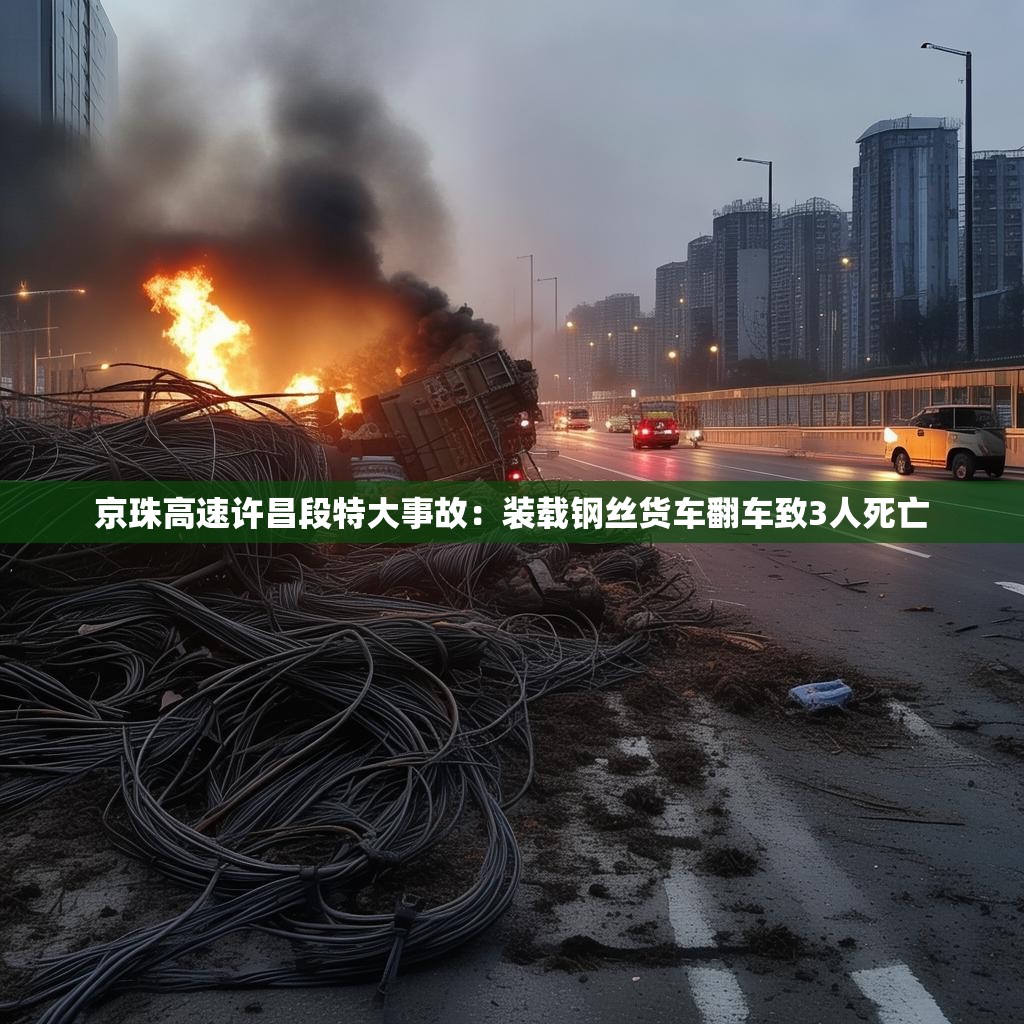 京珠高速许昌段特大事故：装载钢丝货车翻车致3人死亡